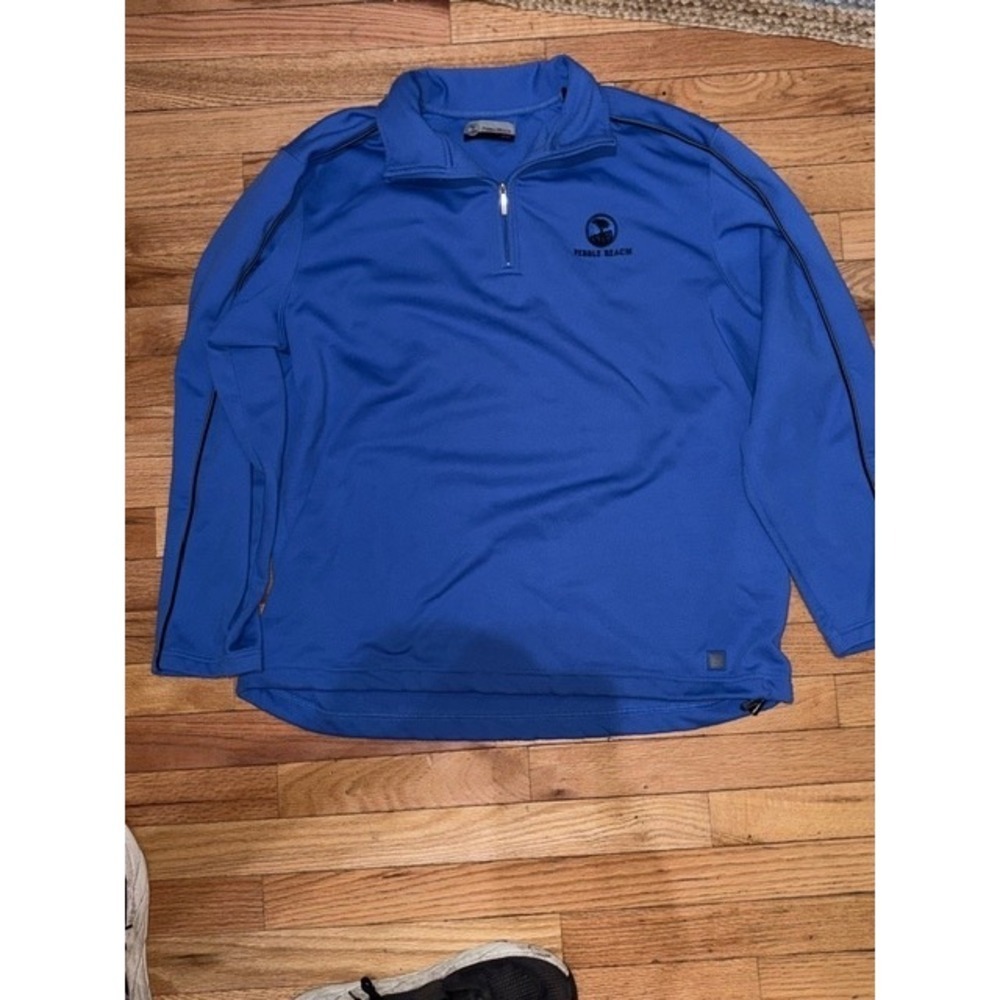 Pebble Beach‎ Sport Mens Blue 1/4 Zip Pullover Golf Performance Large T56-5